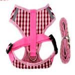 Load image into Gallery viewer, The Back Of The Pink Plaid Dog Harness &amp; Leash Set
