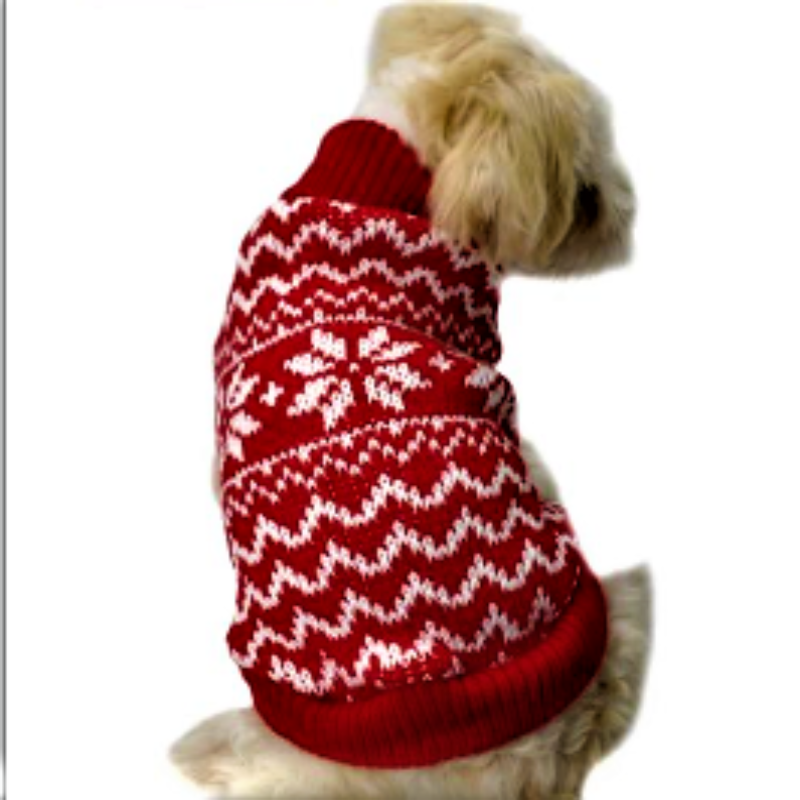 A Dog Wearing The Warm Red Christmas Dog Sweater 