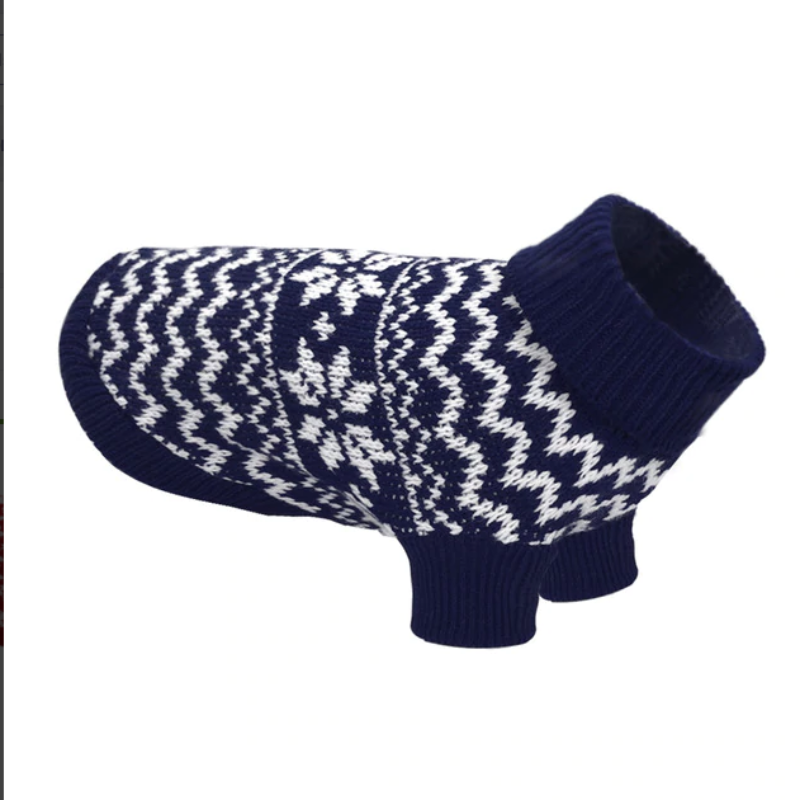 Warm Blue Christmas Dog Sweater
