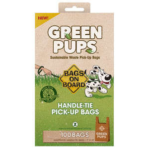 Green-Pups Waste Pick-Up Hand Tie Bags 100 count