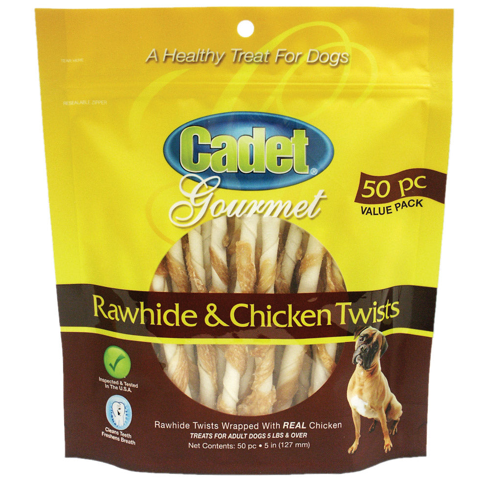Premium Gourmet Rawhide and Chicken Twists Treats 50 pack