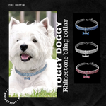 Load image into Gallery viewer, A Dog Wearing The Toggy Doggy Rhinestone Bling Collar
