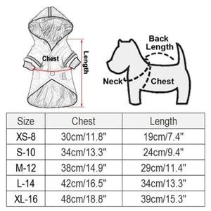 Outdoor Hoodie Dog Jacket Size Guide