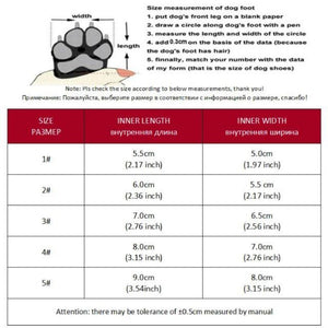 Air Mesh Dog Shoes Size Guide