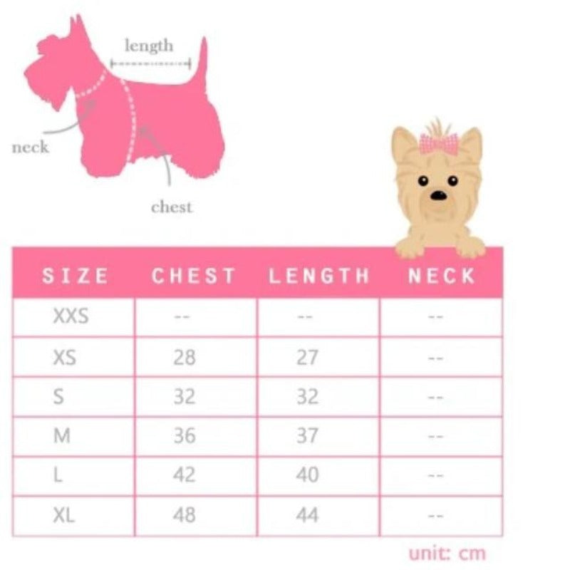 Plaid Dog Dress Size guide