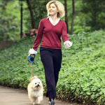 Load image into Gallery viewer, A Woman Walking With A Dog On A Blue Retractable Leash

