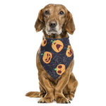 Load image into Gallery viewer, A Dog Wearing A Black Halloween Dog Scarf Bandana With Pumpkin Faces And Cobwebs 
