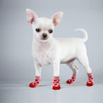 Load image into Gallery viewer, A Dog Wearing The Red Indoor Knit Dog Socks
