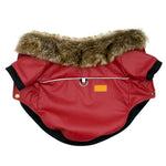 Load image into Gallery viewer, Fur Collared Red Leather Dog Jacket
