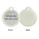 Load image into Gallery viewer, Front And Back Of The Personalized Engraved Glowing Stainless Steel Dog Tag Round Shape
