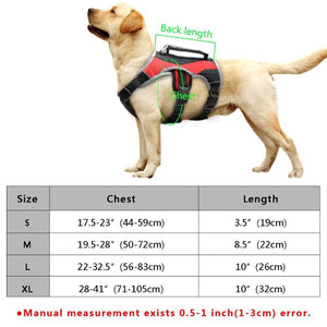 Reflective Training Dog Vest Harness, Red & Gray, S-XL