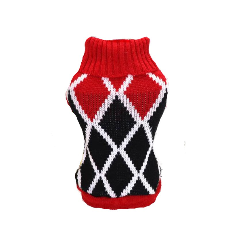  Red, White and Black Diamond Dog Sweater
