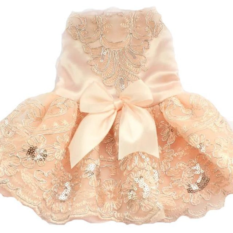 Pink Embroidered Lace Dog Dress