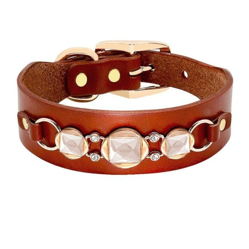 Leather Rhinestone Dog Collar Jeweled with Rhinestones 