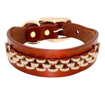 Load image into Gallery viewer,  Leather Rhinestone Collar with pretty metal brick style decoration
