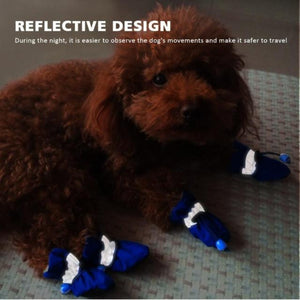 A Dog Wearing The Blue Soft Indoor Dog Booties