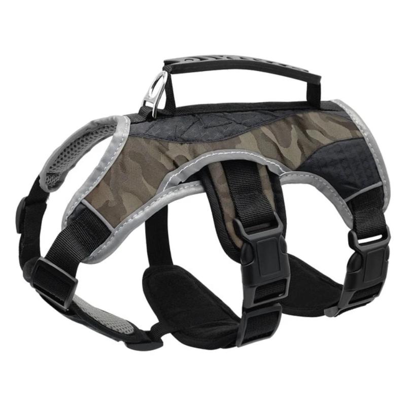 Gray Camouflage Reflective Training Dog Vest Harness