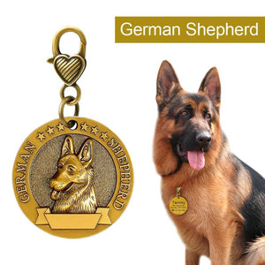 A German Shepherd Dog Wearing A Toggy Doggy Dog Breed Personalized ID Tag German Shepherd