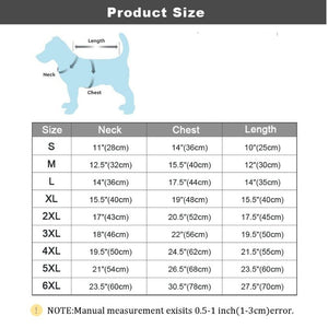 Outdoor Reflective Dog Vest Size Guide