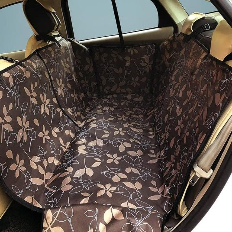 Coffee Colored Car Seat Back Cover Dog Mat Protector With Flower Design
