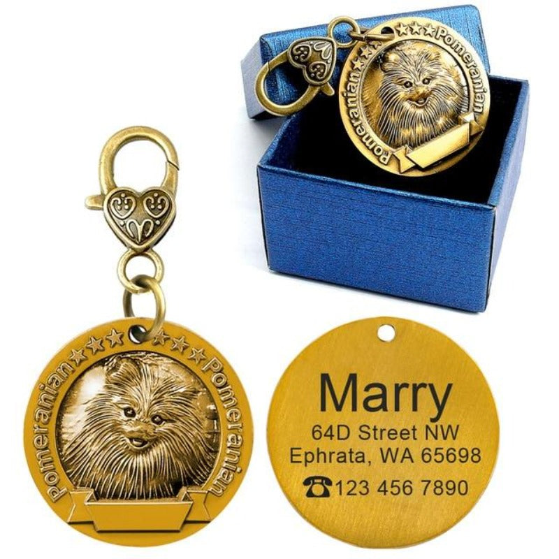 Dog Breed Personalized ID Tag Pomeranian