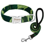 Load image into Gallery viewer, A Green Camouflage Pattern Custom Personalized Dog Tag Collar and Leash Set
