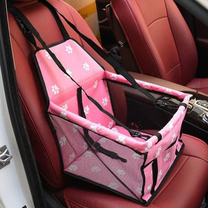 Pink Car Seat/Mesh Hammock For Dogs With Pawprints