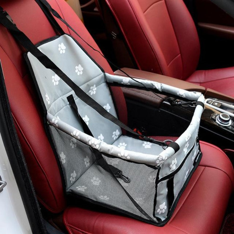 Gray Car Seat/Mesh Hammock For Dogs With Pawprints