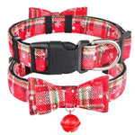 Load image into Gallery viewer, Christmas Dog Collar With Bell &amp; Bow Tie in Red &amp; Snowflake Design
