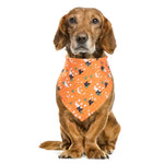 Load image into Gallery viewer, A Dog Wearing An Orange Pumpkin Halloween Dog Scarf Bandana
