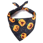 Load image into Gallery viewer, Black Halloween Dog Scarf Bandana With Pumpkin Faces And Cobwebs 
