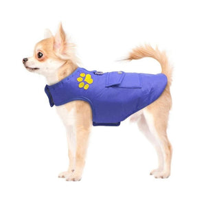 A Dog Wearing The Blue Double Sided Dog Vest