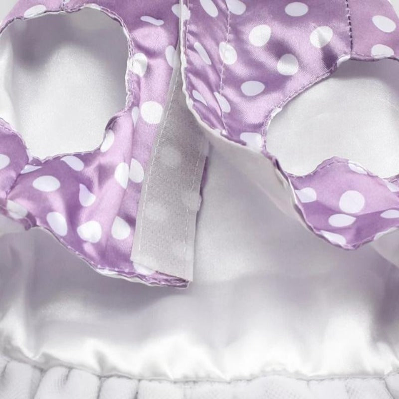 Easy On & Off Feature Of The Purple Polka Dot Dog Dress