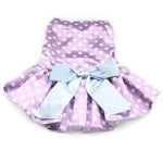 Load image into Gallery viewer, Purple Polka Dot Dog Dress With Big Blue Bow
