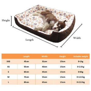 Coffee Colored Fleece Doggy Bed Size Guide