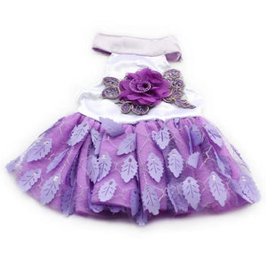 Purple Leaves Patterned Dog Dress, XS-XL