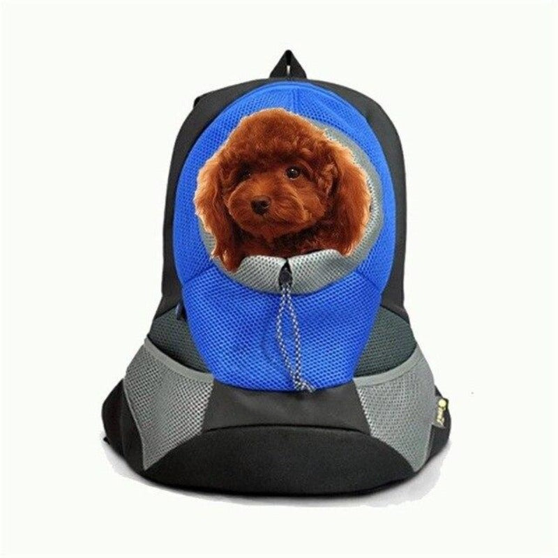A Dog Inside The Blue Front Carrying Dog Backpack