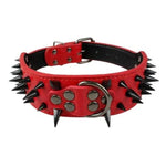 Load image into Gallery viewer, Red Leather with Black Spike Studded Collar
