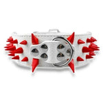 Load image into Gallery viewer, White Leather With Red Spike Studded Collar
