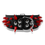 Load image into Gallery viewer,  Black Leather with Red Spike Studded Collar
