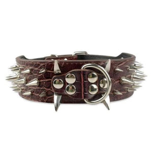 Toggy Doggy Brown Leather Spike Studded Collar