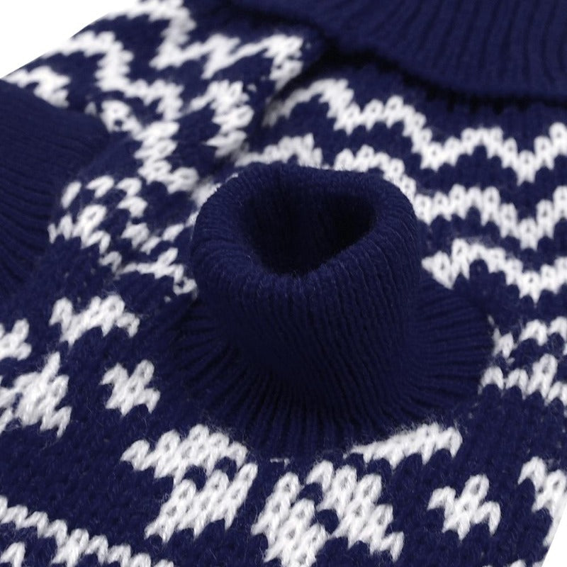 Warm Blue Christmas Dog Sweater Sleeve