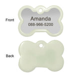 Load image into Gallery viewer, Front And Back Of The Personalized Engraved Glowing Stainless Steel Dog Tag Bone Shape
