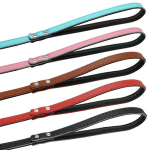 Available Colors For The Toggy Doggy Leather Dog Leash Are: Blue, Pink, Brown, Red, And Black