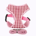 Load image into Gallery viewer, Pink Plaid Dog harness &amp; Leash Set
