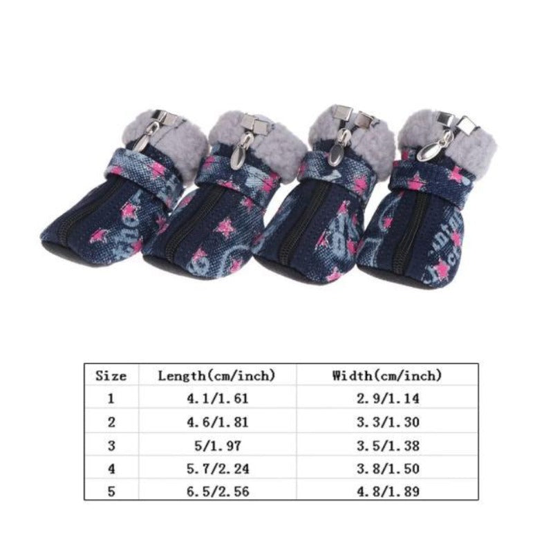 Casual Denim Dog Booties Size Guide