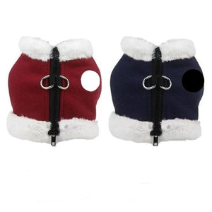 Red & Blue Fleece Dog Harness & Leash Set