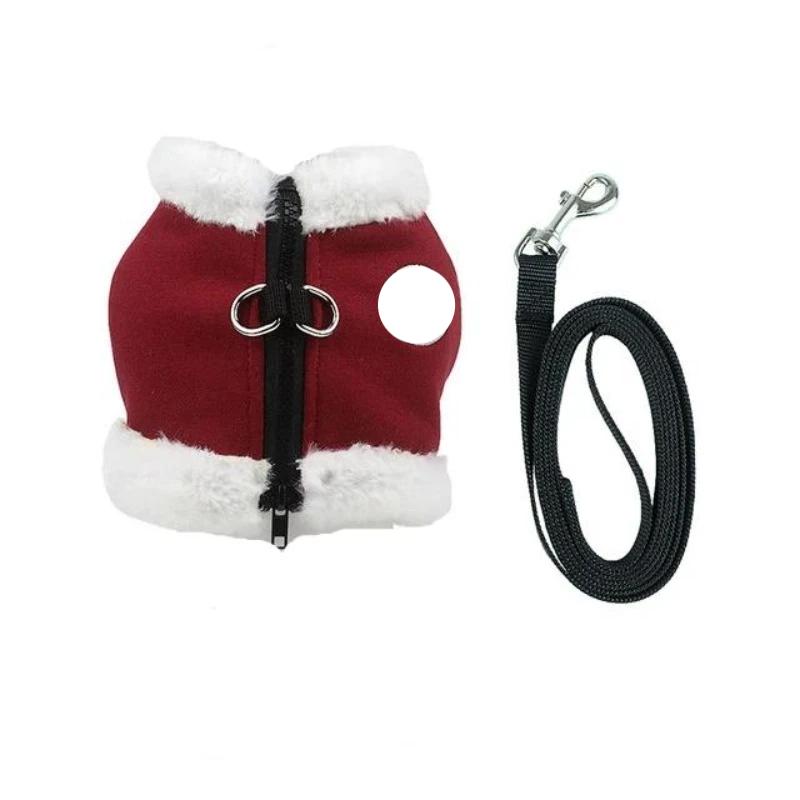 Red Fleece Dog Harness & Leash Set