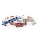 Load image into Gallery viewer, Rhinestone Bling Dog Collar, Blue, Red, White, S-L
