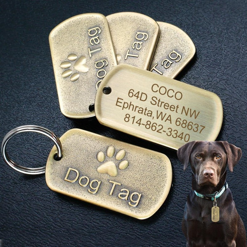 Toggy Doggy Solid Metal Military Style Bronze Dog Tag